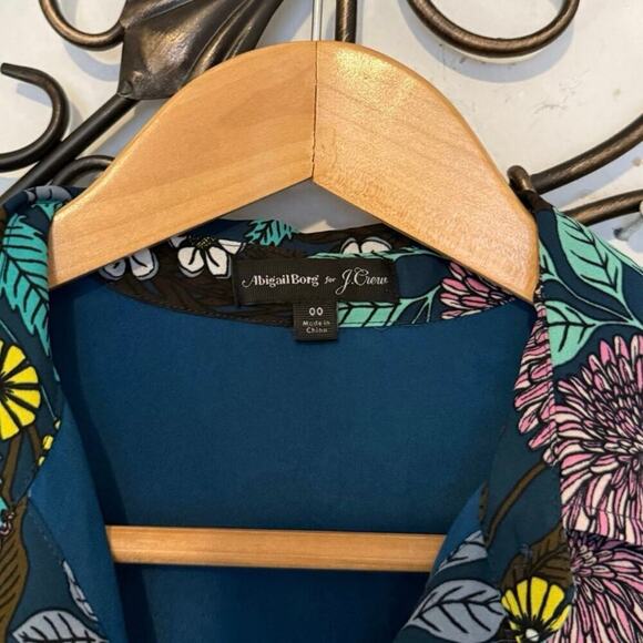 J.Crew x Abigail Borg Floral Shirt Dress Black Multi 00, XS - Picture 10 of 10